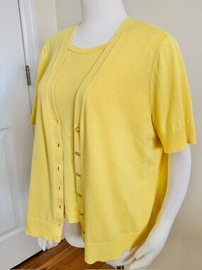 Talbots Yellow Twin Set Lightweight Tank & Short Sleeve Sweater Set (2Xp)